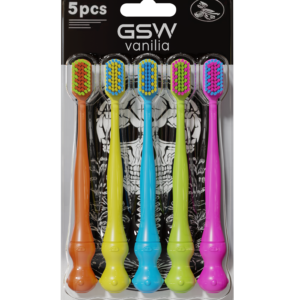 Customizable 5-Pack Adult Toothbrush Set with Dual-Color Bristles