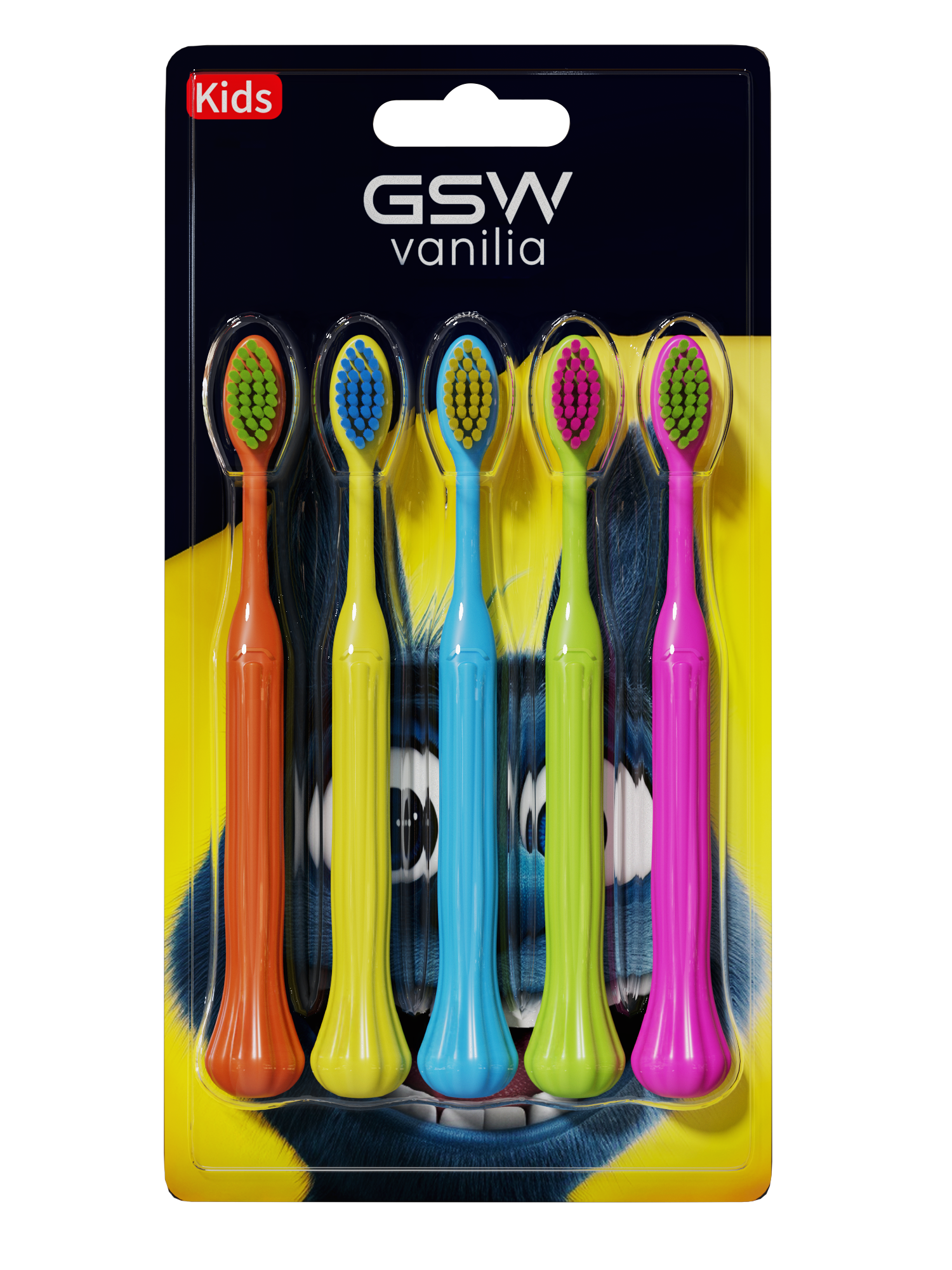 Customizable 5-Pack Kids Toothbrush Set with Cartoon Packaging