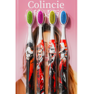 Colincie 4-Pack Adult Toothbrush with Printed Handle