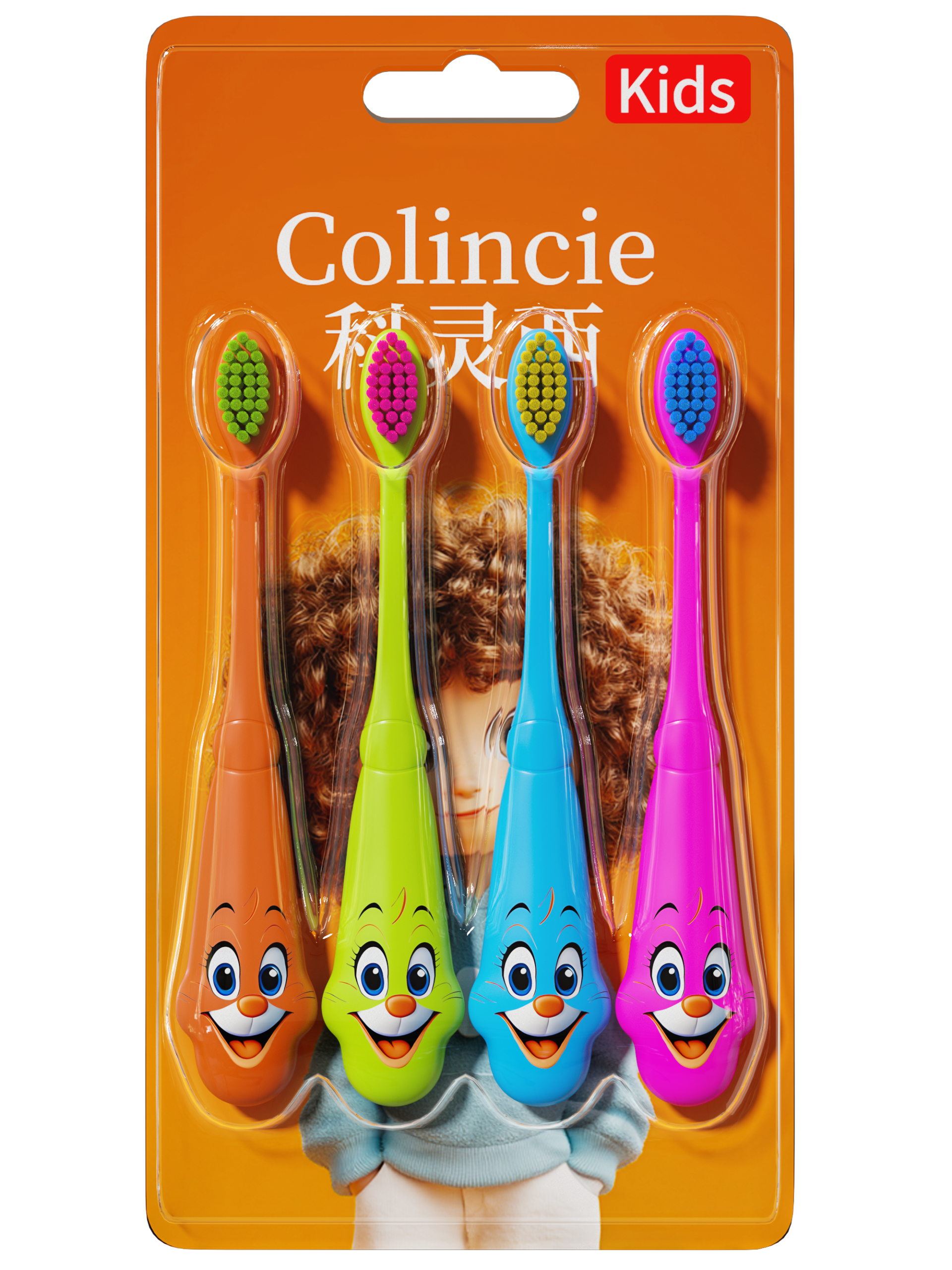 Colincie 4-Pack Cartoon Mouse Kids Toothbrush (Customizable)