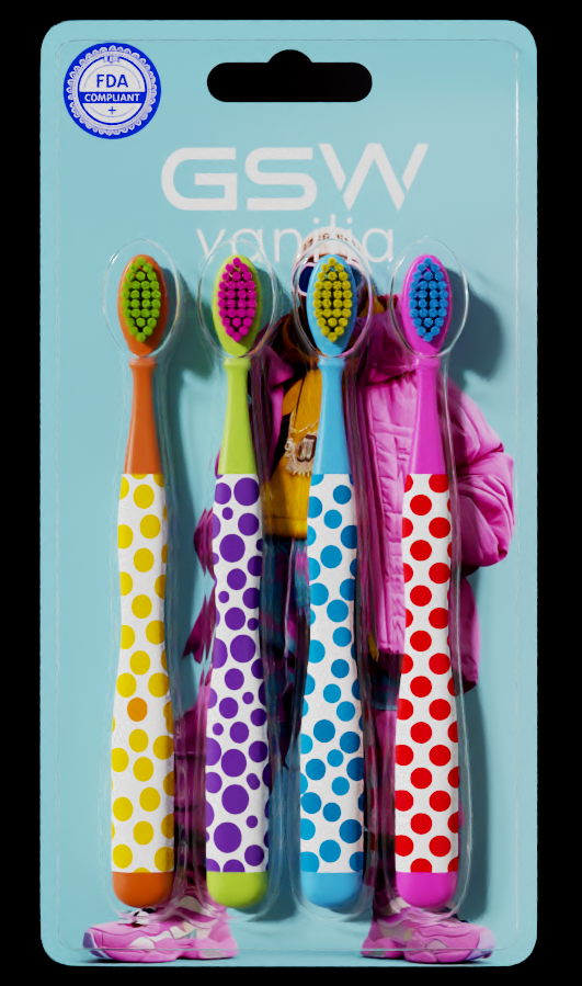 Color Pattern Series Children's Toothbrushes classic polka dot patterns