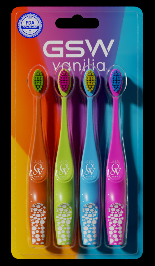 Fun Brushes 4-Pack for Kids - Assorted Colors