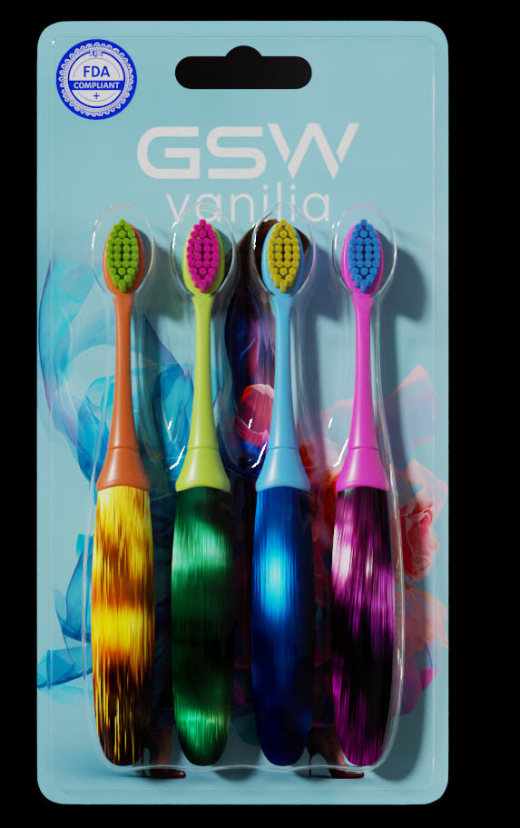 Vibrant Kids' Toothbrush 4-Pack with Hanger