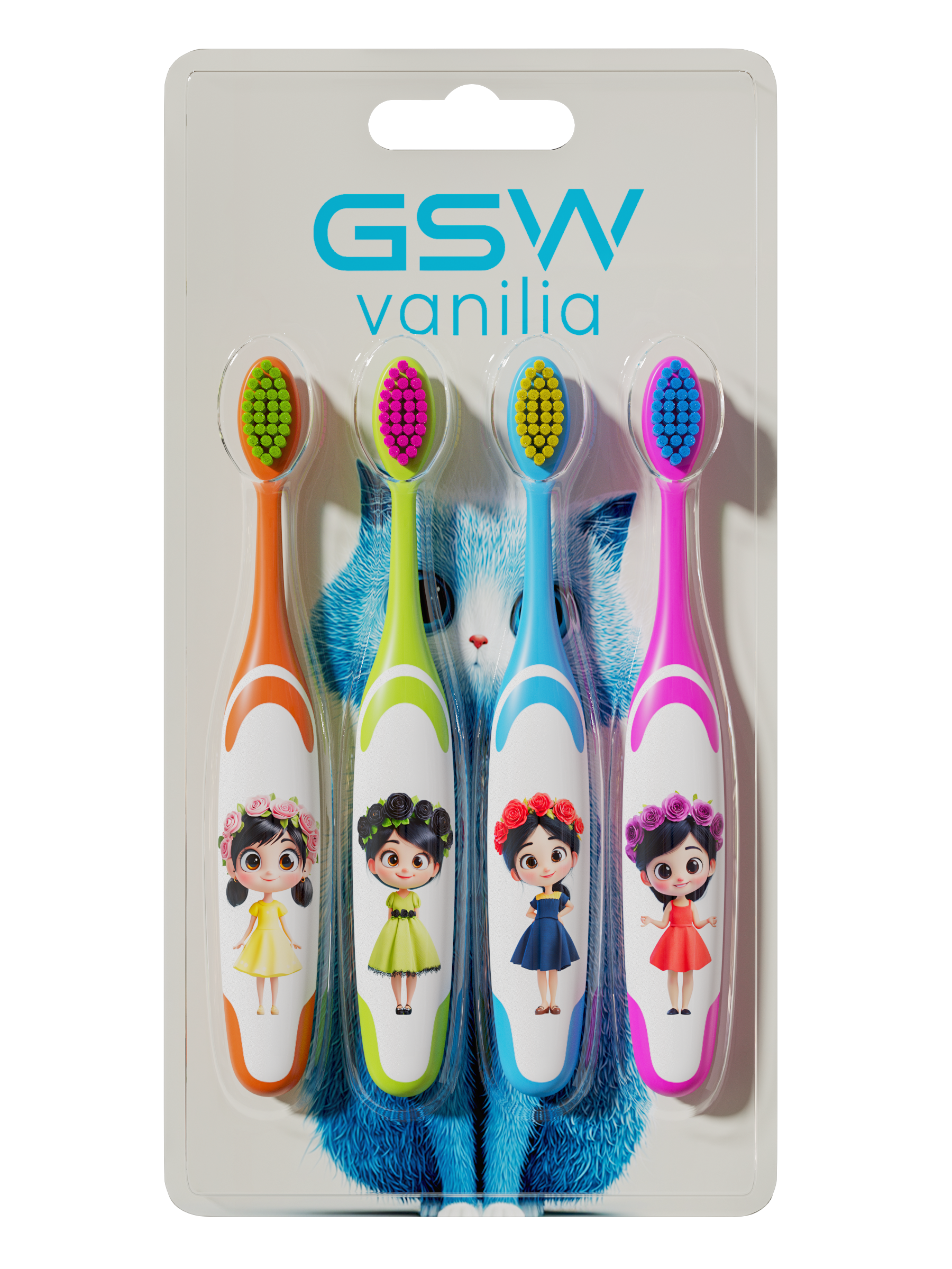 Wide-Grip Little Lady Kids' Toothbrush 4-Pack